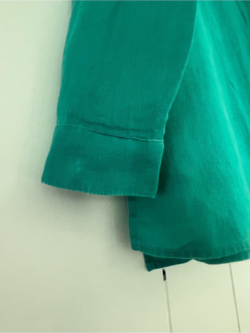 J. Jill Love Linen Essential Shirt Turquoise Blue Green 100% Linen Size Medium - Picture 10 of 14
